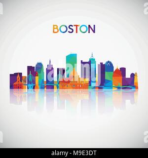 Boston Skyline Silhouette in bunten geometrischen Stil. Symbol für Ihr Design. Vector Illustration. Stock Vektor