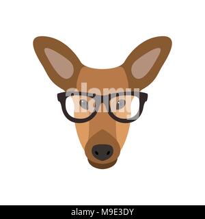 Rotwild weiblich in Gläsern. Cute doe Vector Illustration. Stock Vektor