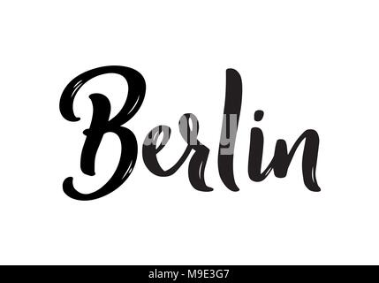 Berlin hand-schrift Kalligraphie. Hand gezeichnet Pinsel Kalligraphie. Stadt Schriftzug Design. Vector Illustration. Stock Vektor