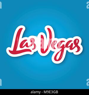 Las Vegas - Hand gezeichnet Schriftzug Phrase. Aufkleber mit Schriftzug in Papier schneiden Stil. Vector Illustration. Stock Vektor