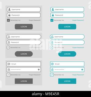 Satz von Member Login Seite Design Elemente. Vector Illustration Stock Vektor