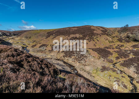 North Pennines Landschaft, die Reste des geschlossenen aufgegeben Sharnberry Mine, Teesdale, Großbritannien Stockfoto