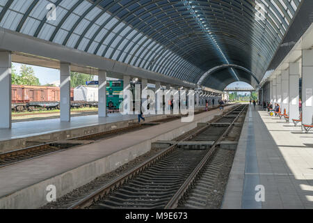 CHISINAU, REPUBLIK MOLDAU - 11. Mai, 2016: Die Bahn Der Hauptbahnhof in Chisinau. Stockfoto