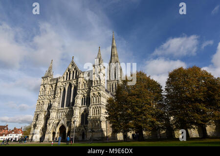 Die Kathedrale von Salisbury in herbstlichen Nachmittag Licht Stockfoto