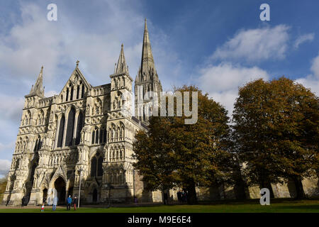Die Kathedrale von Salisbury in herbstlichen Nachmittag Licht Stockfoto