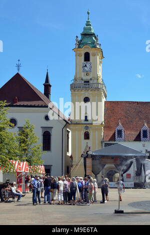 Bratislava, Slowakei - 14. Juni 2017: Altes Rathaus mit dem Stadtmuseum auf dem Hauptplatz der slowakischen Hauptstadt Bratislava - Slowakei. Stockfoto