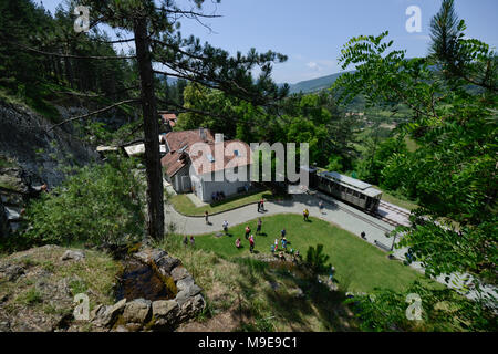 Jatape Šargan acht Zug: Bahnhof Mokra Gora, Zlatibor, Serbien Stockfoto