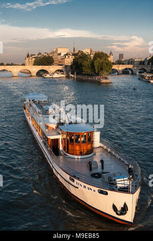 Pont Neuf, Ile de la Cite, Boot, Seine, Paris, Frankreich Stockfoto