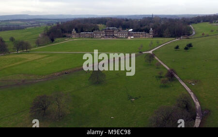 Außenansicht von Wentworth Woodhouse in Rotherham, South Yorkshire, wie der Wentworth Woodhouse Preservation Trust auf ein großes Projekt das stattliche Haus wiederhergestellt und für die Öffentlichkeit zugänglich machen. Stockfoto