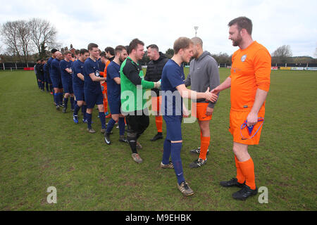 Sporting 77 vs Bocking Soziale behält, Braintree & North Essex Sonntag Liga Cup Finale Fußball an Rosemary Lane am 25. März 2018 Stockfoto