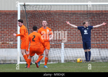 Sporting 77 vs Bocking Soziale behält, Braintree & North Essex Sonntag Liga Cup Finale Fußball an Rosemary Lane am 25. März 2018 Stockfoto