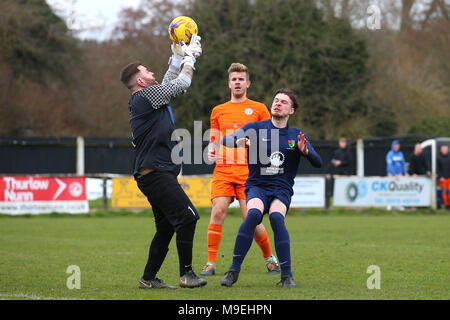 Sporting 77 vs Bocking Soziale behält, Braintree & North Essex Sonntag Liga Cup Finale Fußball an Rosemary Lane am 25. März 2018 Stockfoto