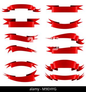 Sammlung von Rot leer ribbon Banner Stock Vektor