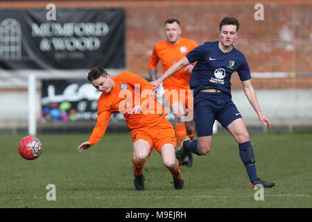 Sporting 77 vs Bocking Soziale behält, Braintree & North Essex Sonntag Liga Cup Finale Fußball an Rosemary Lane am 25. März 2018 Stockfoto