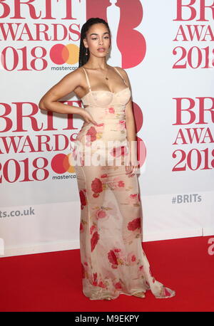 Die BRIT Awards 2018 - roter Teppich Ankünfte: in der O2 Arena, Halbinsel von Greenwich, London Mit: jorja Smith Wo: London, Vereinigtes Königreich, wenn: 21 Feb 2018 Credit: WENN.com Stockfoto