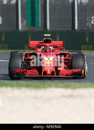 Melbourne, Australien. 25 Mär, 2018. Ferrari von Kimi Räikkönen aus Finnland konkurriert während des australischen Formel 1 Grand Prix in Melbourne, Australien, 25. März 2018. Credit: Bai Xuefei/Xinhua/Alamy leben Nachrichten Stockfoto