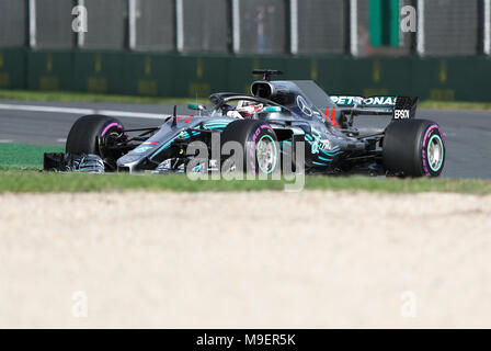 Melbourne, Australien. 25 Mär, 2018. Mercedes Lewis Hamilton von Großbritannien konkurriert während des australischen Formel 1 Grand Prix in Melbourne, Australien, 25. März 2018. Credit: Bai Xuefei/Xinhua/Alamy leben Nachrichten Stockfoto