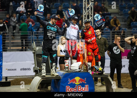 Krakau, Polen. 24. März, 2018. Diverse Nacht der Sprünge - Weltmeisterschaft im Freestyle Motocross (FMX). Credit: Filip Radwanski/Alamy Live News Credit: Filip Radwanski/Alamy leben Nachrichten Stockfoto