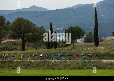 Das Peloton bei der 98Th Volta Ciclista a Catalunya 2018/Stufe 7 Barcelona - Barcelona 157 km während der Tour von Catalunya, 25. März 2018 in Barcelona, Spanien. Stockfoto