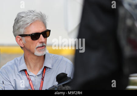 Melbourne, Australien. 25 Mär, 2018. Ehemaligen F1-Weltmeister Damon Hill von Großbritannien im Jahr 2018 australischen Formel 1 Grand Prix in Melbourne, Australien, 25. März 2018 zu sehen ist. Credit: Bai Xuefei/Xinhua/Alamy leben Nachrichten Stockfoto