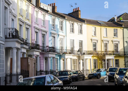 Bunte Häuser, Primrose Hill London Paddington Bear Film Location, Film trocken, der Heimat der Familie Braun, Chalcot Crescent london Primrose Hill Stockfoto