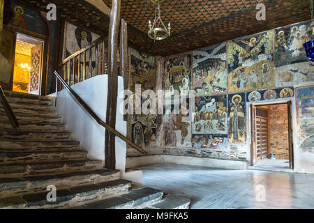 Fresken in der antichamber zu den alten Katholikon an Xenophontos Kloster, Halbinsel Athos, Mazedonien, Nordgriechenland Stockfoto