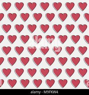 Einfache Herzen nahtlose Vektor Muster. Valentines Tag Hintergrund. Flache Bauform Stock Vektor