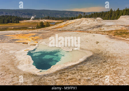 Celestine Pool Hot Springs auf dem Fountain Paint Pot Naturlehrpfad Yellowstone National Park, Wyoming, USA Stockfoto