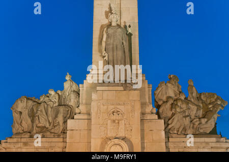 Denkmal für die spanische Verfassung von 1812 in der Dämmerung - Detail. Cadiz. Region Andalusien. Spanien. Europa Stockfoto