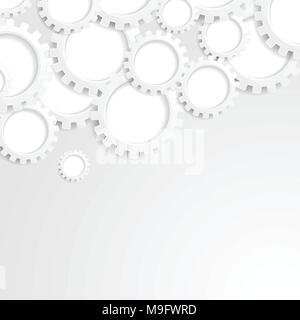 Abstrakte grau tech Papier Zahnräder Mechanismus Hintergrund. Vector Illustration Stock Vektor
