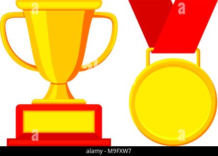 Sieger award Schale Medaille Icon Set Stock Vektor