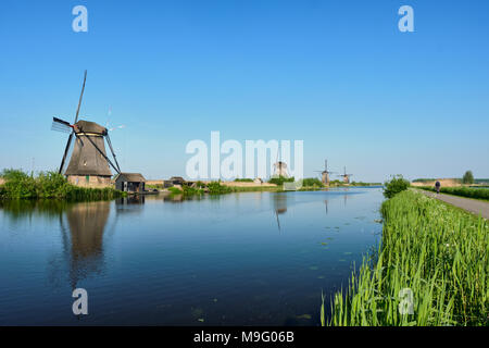 Die Windmühlen von Kinderdijk in Holland. Niederlande Stockfoto