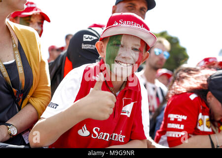 Melbourne, Australien. 25 Mär, 2018. Motorsport: FIA Formel Eins-Weltmeisterschaft 2018, Melbourne, Victoria: Motorsport: Formel 1 2018 Rolex Grand Prix von Australien, Ferrari Fan | Verwendung der weltweiten Kredit: dpa Picture alliance/Alamy leben Nachrichten Stockfoto