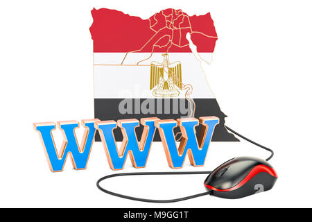 Internet Anschluss in Ägypten Konzept. 3D-Rendering auf weißem Hintergrund Stockfoto