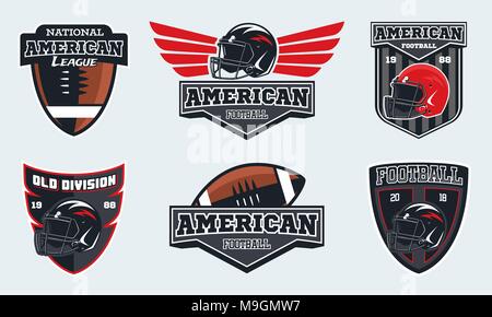 Satz von American football Embleme, Etiketten und Logos. Stock Vektor