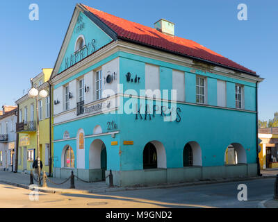 Das Haus, in dem David Ben Gurion, der erste Premierminister Israels, Aufwuchs. Plonsk, Mazovian Provinz, Polen, Europa. Stockfoto