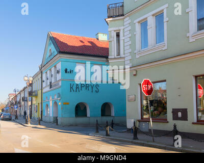 Das Haus, in dem David Ben Gurion, der erste Premierminister Israels, Aufwuchs. Plonsk, Mazovian Provinz, Polen, Europa. Stockfoto