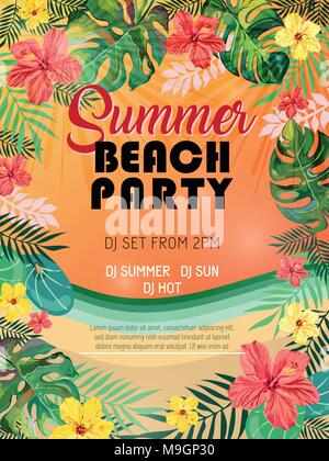 Sommer Beach Party design Poster oder Flyer. Stock Vektor