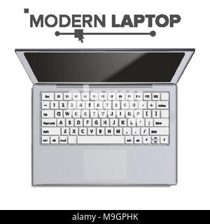 Laptop Vektor. Realistische modernen Laptop. Ansicht von oben. Isolierte Abbildung Stock Vektor