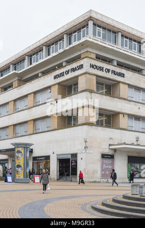 House of Fraser Plymouth, schließen. Metapher kämpfen, Einzelhändler, High Street, House of Fraser shop Verschlüsse, High Street Ausgaben fallen Stockfoto