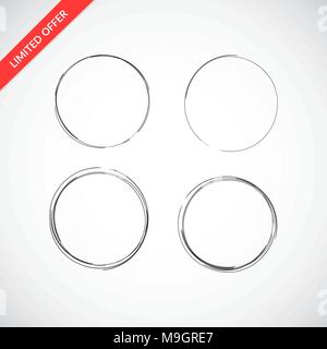 Satz von gezeichnet kreisförmige Skizze Frames auf Hintergrund isoliert Stock Vektor