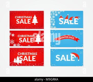 Sammlung von Verkauf Banner. Winter und Weihnachten Verkauf bietet. Closeout Banner Stock Vektor