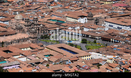 Stadtbild von Cusco Peru. Panoramaaussicht Stockfoto