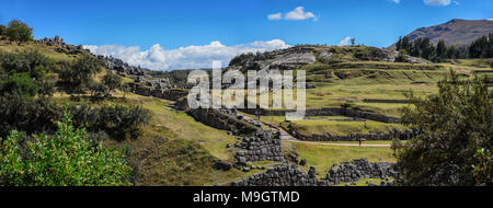 Sacsayhuaman Ruinen in Peru Panoramaaussicht Stockfoto