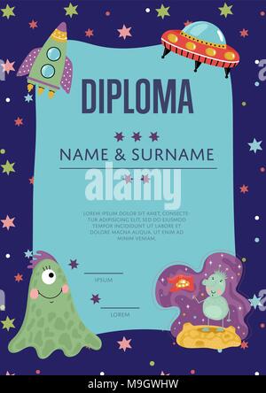 Diplom Cartoon Vector Template Stock Vektor