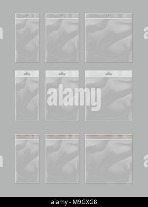 Realistische Plastik Tasche Tasche mock einrichten Stock Vektor