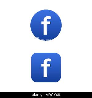 Auf weißen F Buchstaben auf blauem Hintergrund. Social Network Icons für Design Stock Vektor