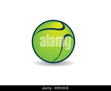 Gelb Grün das Symbol Grafik Vektor kunst Tennis ball mit Schatten, Stil - Abbildung Stock Vektor