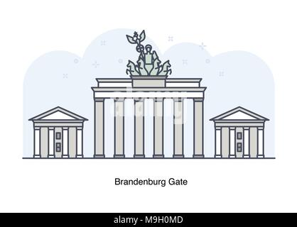 Vektor linie Abbildung: Brandenburger Tor, Berlin, Deutschland. Stock Vektor