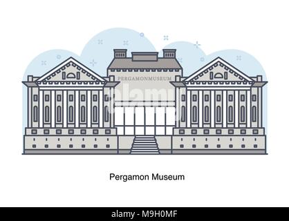 Vektor linie Abbildung von Pergamon Museum, Berlin, Deutschland Stock Vektor